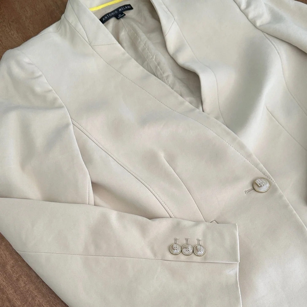 Antonio Melani Cream Blazer Tailored Chic Size 10 - Picture 4 of 8
